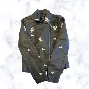 Faux Leather Floral Jacket